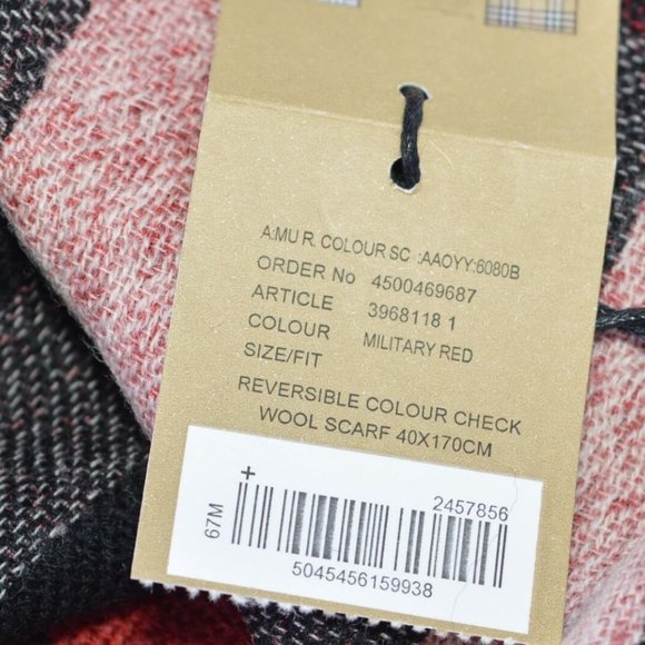 NWT BURBERRY REVERSIBLE COLOUR CHECK WOOL SCARF - Picture 5 of 7